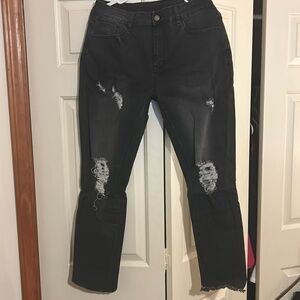 Women’s Floral Blooming ripped blackk blue jeans